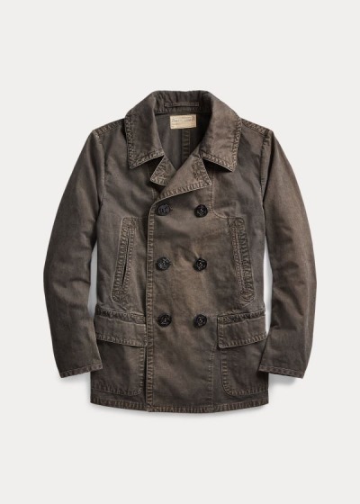 Men's Ralph Lauren Washed Canvas Peacoat | 689523AFP